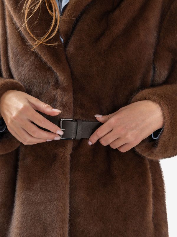 P.A.R.O.S.H. Ecopelliccia corta + cinta Marrone