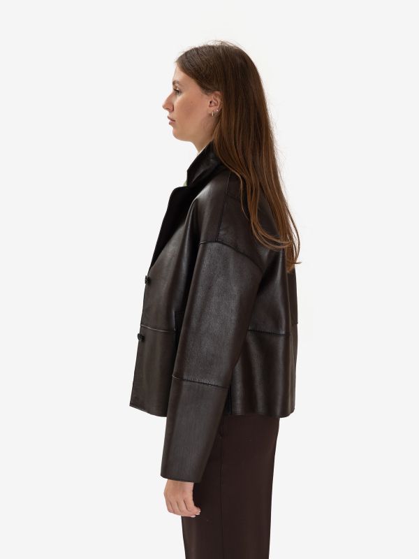 P.A.R.O.S.H. Giacca corta pelle Testa di moro