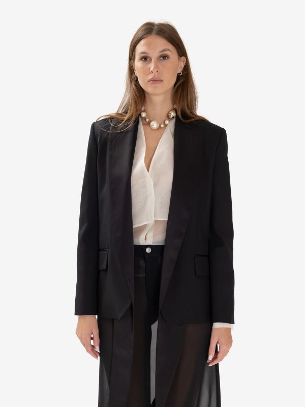 ERIKA CAVALLINI Blazer cady con riporti raso Nero