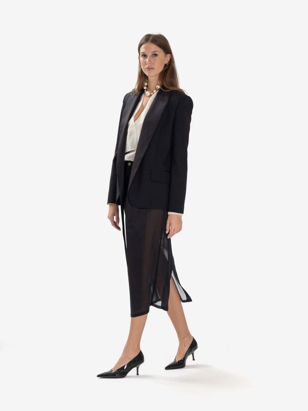 ERIKA CAVALLINI Blazer cady con riporti raso Nero