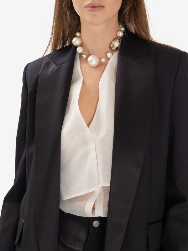 ERIKA CAVALLINI Blazer cady con riporti raso Nero