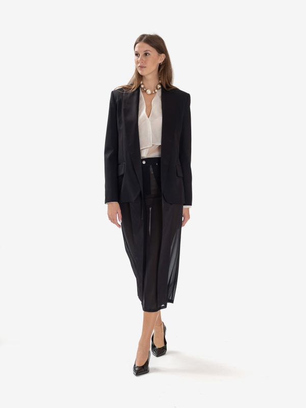 ERIKA CAVALLINI Blazer cady con riporti raso Nero