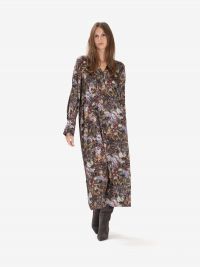 MOMONI' Abito lungo kaftano seta m/l fantasia fiori multicolor