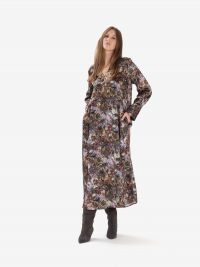 MOMONI' Abito lungo kaftano seta m/l fantasia fiori multicolor