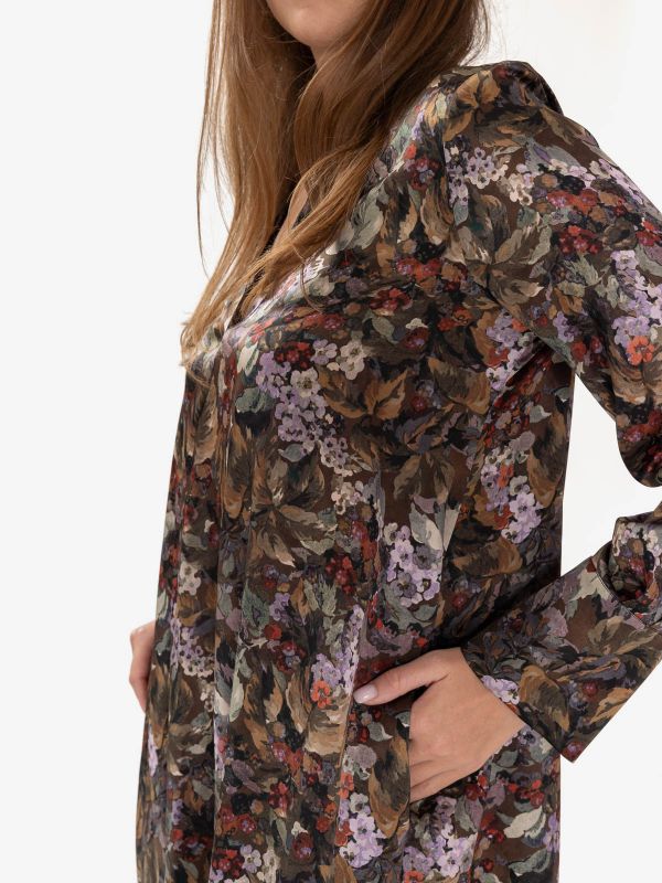 MOMONI' Abito lungo kaftano seta m/l fantasia fiori multicolor