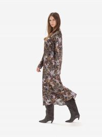 MOMONI' Abito lungo kaftano seta m/l fantasia fiori multicolor