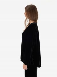 MOMONI' Blusa velluto m/l scollo a v Nero