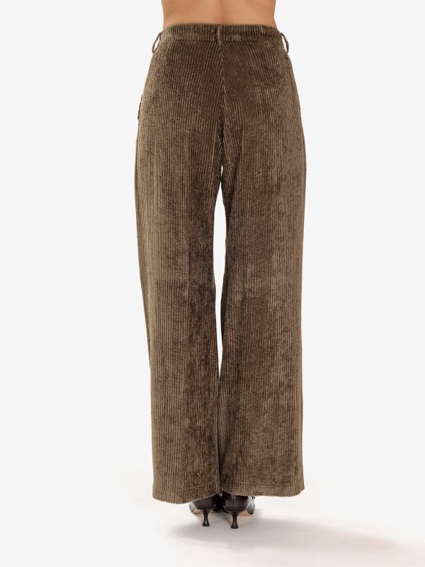 MOMONI' Pantalone palazzo velluto a coste Verde