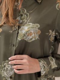 MOMONI' Camicia m/l con fiori Verde militare
