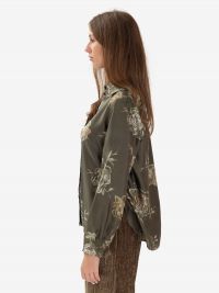 MOMONI' Camicia m/l con fiori Verde militare