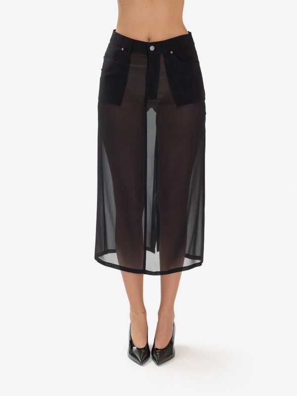 ERIKA CAVALLINI Gonna midi tubino trasparente Nero