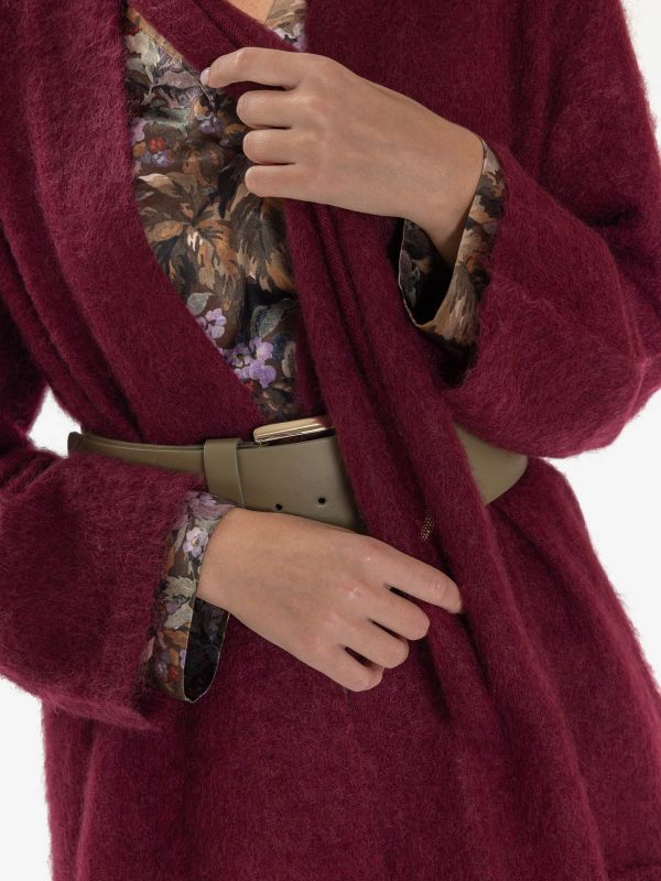 FORTE FORTE Cardigan over con sciarpetta Bordeaux