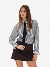 FORTE FORTE Camicia taffetà righe blu/bianca 