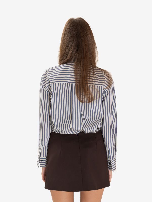 FORTE FORTE Camicia taffetà righe blu/bianca 