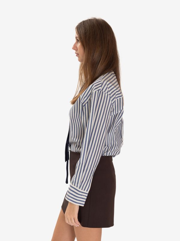 FORTE FORTE Camicia taffetà righe blu/bianca 