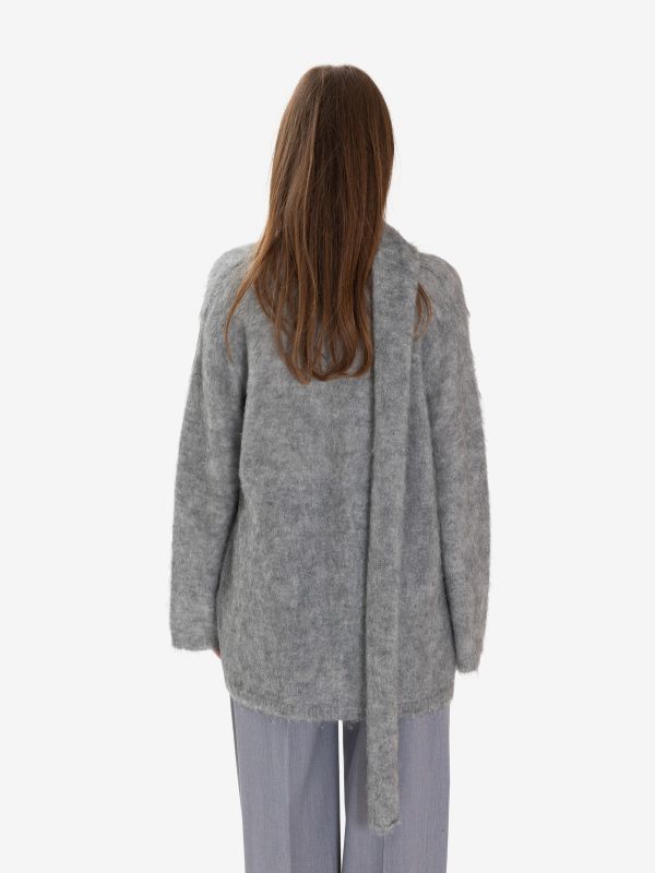 FORTE FORTE Cardigan over con sciarpetta Grigio