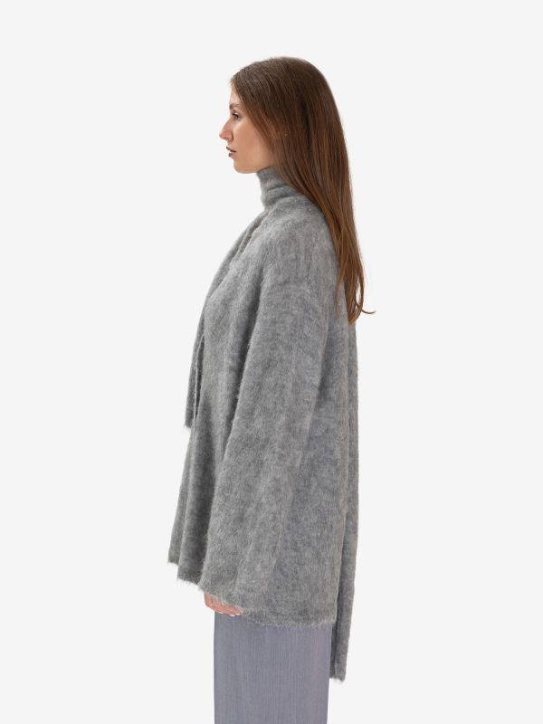 FORTE FORTE Cardigan over con sciarpetta Grigio