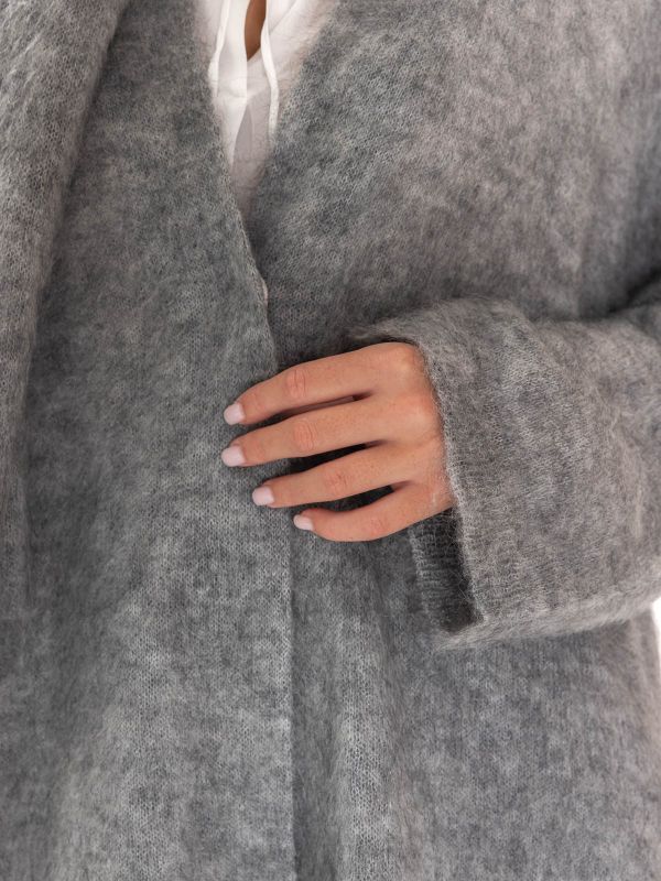 FORTE FORTE Cardigan over con sciarpetta Grigio