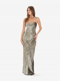 FORTE FORTE Abito sottoveste lurex velluto verde/oro 