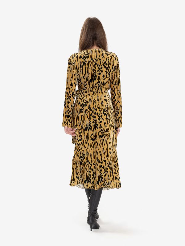 FORTE FORTE Abito incrociato velluto stampa animalier Miele