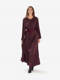 FORTE FORTE Abito lungo m/l seta con cintura intrecciata Bordeaux