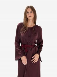 FORTE FORTE Abito lungo m/l seta con cintura intrecciata Bordeaux