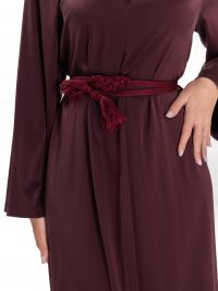 FORTE FORTE Abito lungo m/l seta con cintura intrecciata Bordeaux
