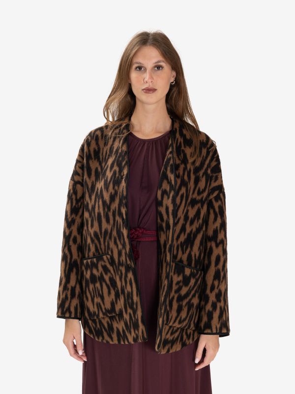 FORTE FORTE Giacca corta alpaca Maculato