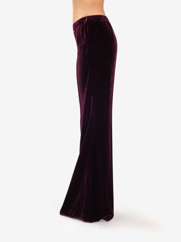 FORTE FORTE Pantalone flared velluto liscio Bordeaux