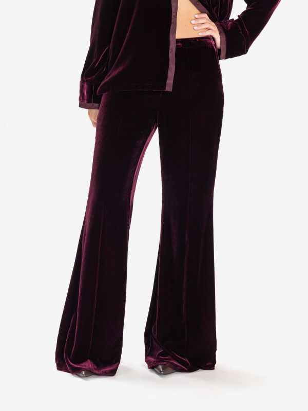 FORTE FORTE Pantalone flared velluto liscio Bordeaux