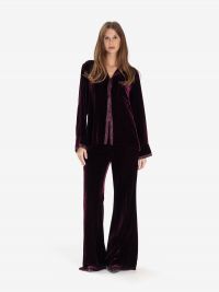 FORTE FORTE Camicia velluto profili raso Bordeaux