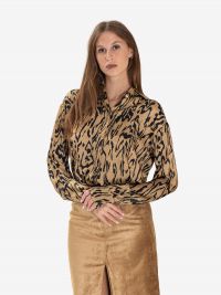 FORTE FORTE Camicia raso stampa maculata Miele