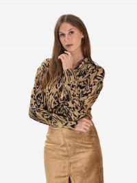 FORTE FORTE Camicia raso stampa maculata Miele