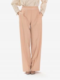 FORTE FORTE Pantalone palazzo misto lana con profilo raso Rosa