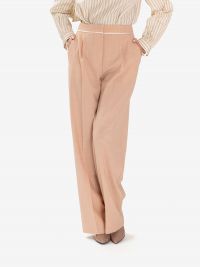FORTE FORTE Pantalone palazzo misto lana con profilo raso Rosa