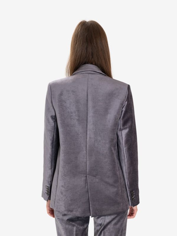 FORTE FORTE Blazer velluto stone monopetto 