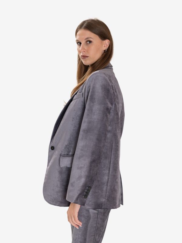 FORTE FORTE Blazer velluto stone monopetto 