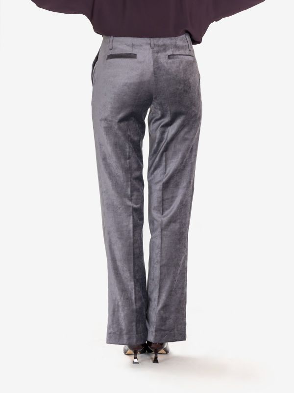 FORTE FORTE Pantalone velluto palazzo stone 