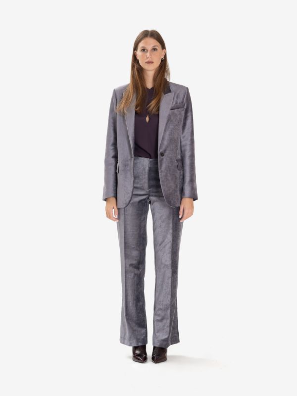 FORTE FORTE Pantalone velluto palazzo stone 