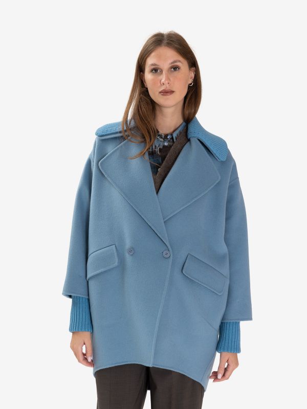 P.A.R.O.S.H. Cappotto corto oversize doppiopetto Azzurro