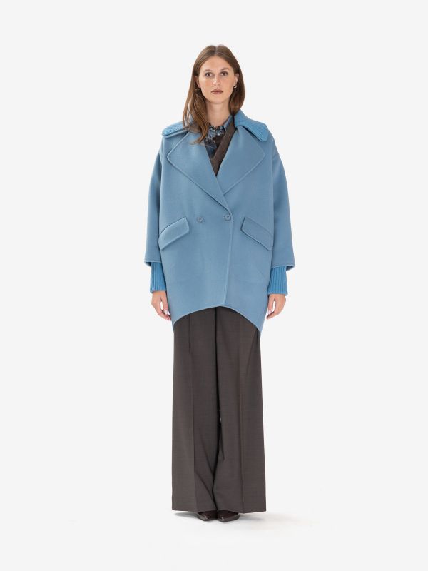 P.A.R.O.S.H. Cappotto corto oversize doppiopetto Azzurro