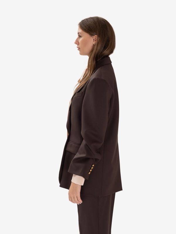 P.A.R.O.S.H. Blazer frescolana oversize con bottoni oro Testa di moro