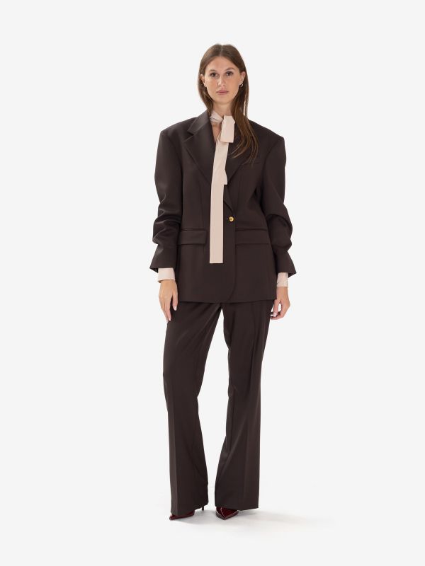 P.A.R.O.S.H. Blazer frescolana oversize con bottoni oro Testa di moro