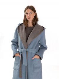 P.A.R.O.S.H. Cappotto vestaglia bicolore azzurro polvere/grigio 