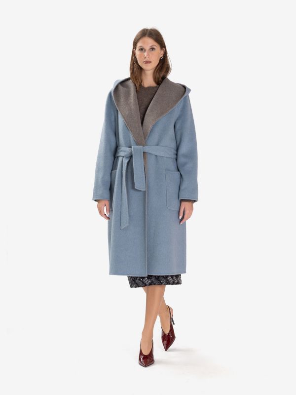 P.A.R.O.S.H. Cappotto vestaglia bicolore azzurro polvere/grigio 