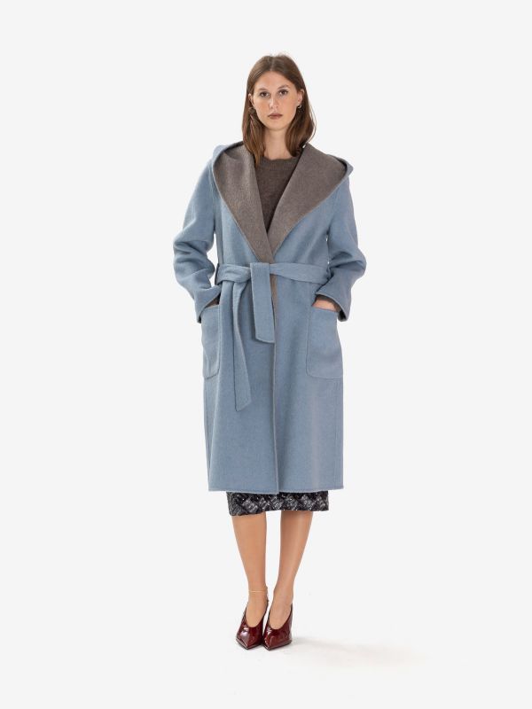 P.A.R.O.S.H. Cappotto vestaglia bicolore azzurro polvere/grigio 