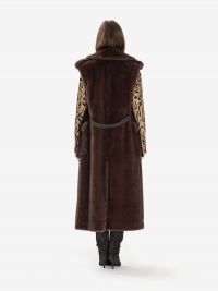 P.A.R.O.S.H. Gilet ecopelliccia lungo con cinta Marrone