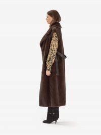 P.A.R.O.S.H. Gilet ecopelliccia lungo con cinta Marrone