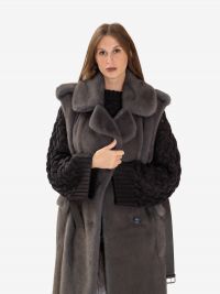 P.A.R.O.S.H. Gilet lungo ecopelliccia doppiopetto Grigio