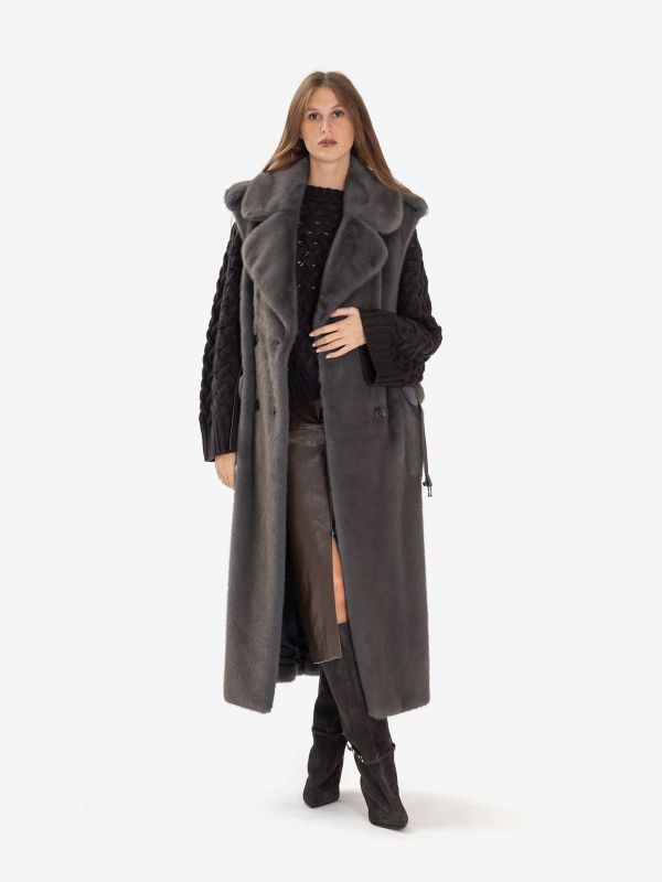 P.A.R.O.S.H. Gilet lungo ecopelliccia doppiopetto Grigio